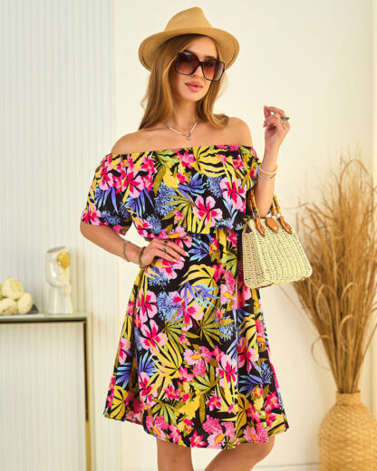 Royalfashion Rochie midi multicoloră pentru femei a'la hiszpanka
