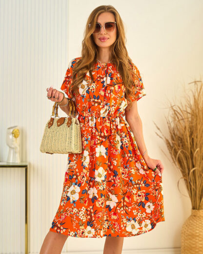 Royalfashion Rochie midi cu model pentru femei a'la hiszpanka