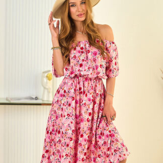 Royalfashion Rochie mini a'la spaniolă cu flori de damă