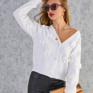 Royalfashion Pulover pentru femei fără nasturi cu fundițe