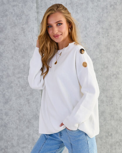 Royalfashion Pulover subțire de damă cu decorațiuni pe umeri