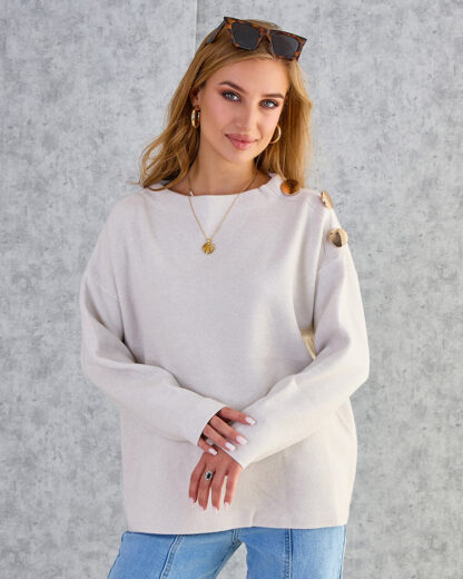 Royalfashion Pulover subțire de damă cu decorațiuni pe umeri