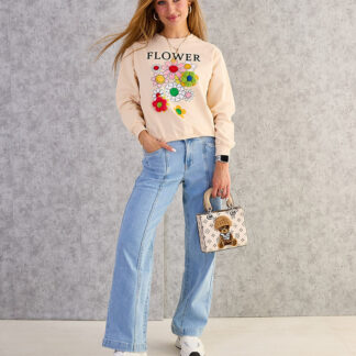 Royalfashion Hanorac cu imprimeu subțire din bumbac pentru femei