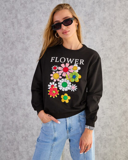 Royalfashion Hanorac cu imprimeu subțire din bumbac pentru femei
