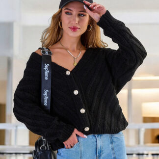 Royalfashion Pulover tricotat pentru femei cu nasturi
