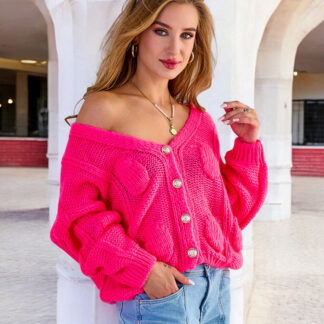 Royalfashion Pulover tricotat pentru femei cu nasturi